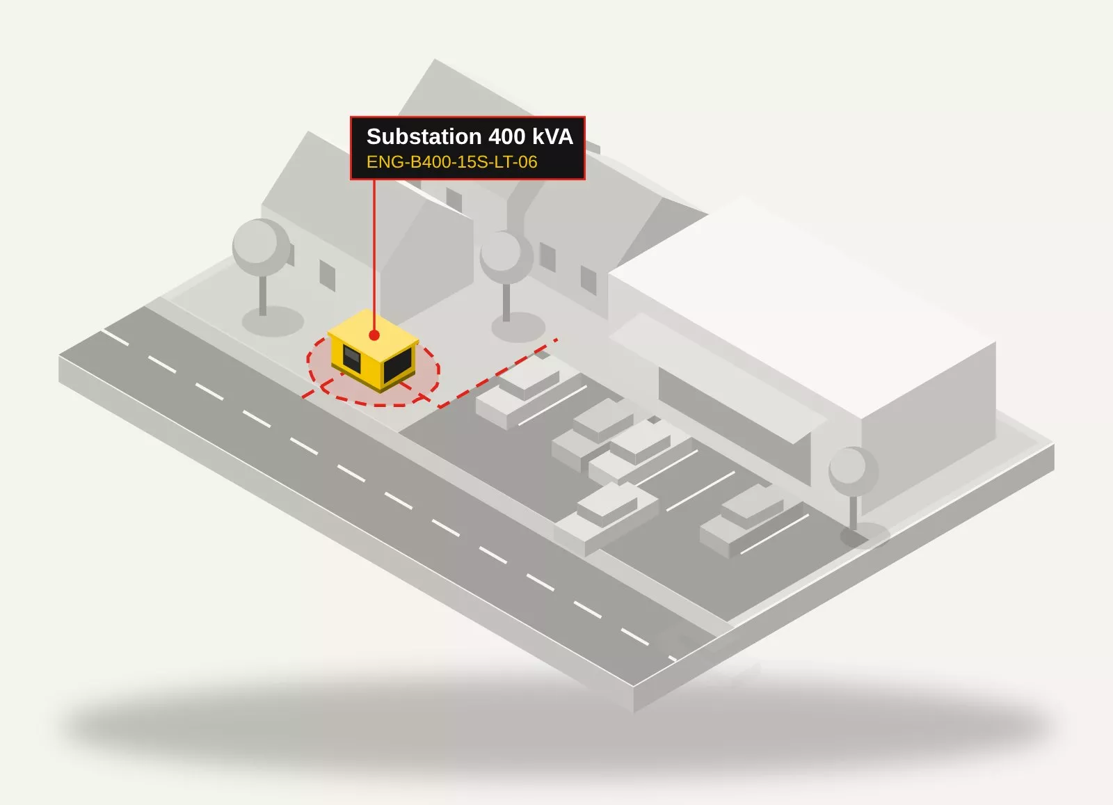 Modell: kompakte Transformatorstation mit Außenbedienung Energeks 400 kVA, ENG-B400-15S-LT-06